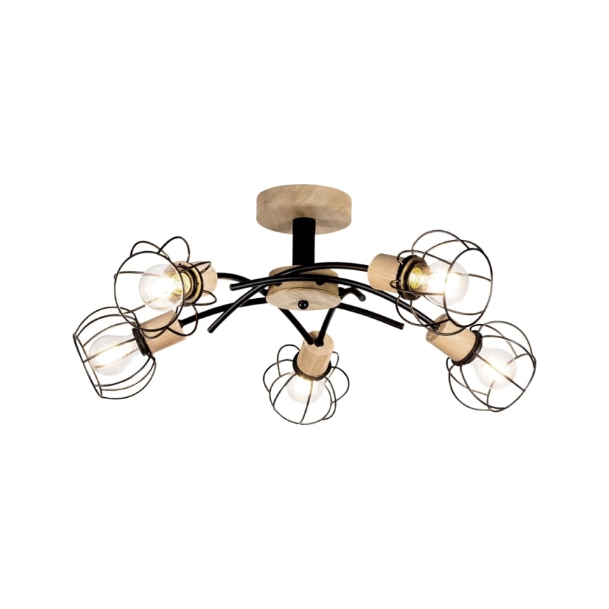 Hanglamp voor Oppervlak Montage VIVIANE 5xE27/60W/230V eiken - FSC-gecertificeerd