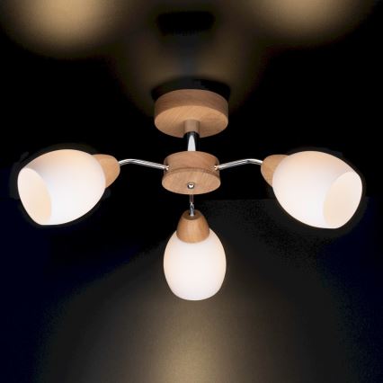 Bevestigde hanglamp PARMA 3xE27/40W/230V eiken