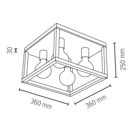 Plafondlamp KAGO 4xE27/60W/230V mat eiken - FSC-gecertificeerd