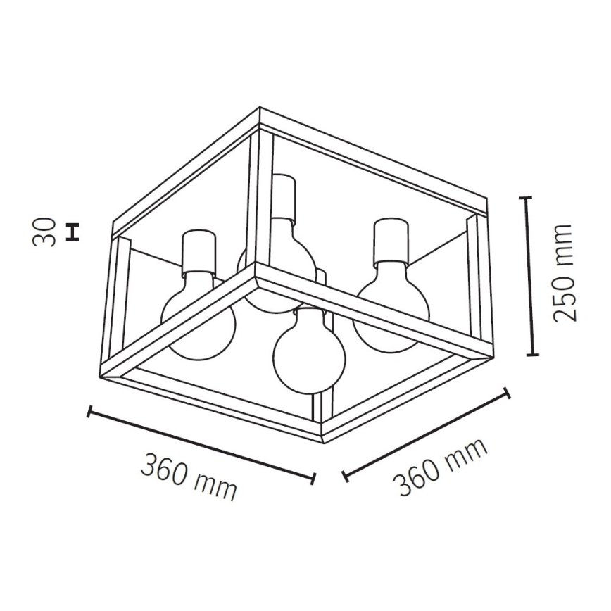 Plafonnier KAGO 4xE27/60W/230V chêne mat - certifié FSC