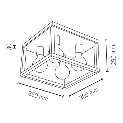 Plafondlamp KAGO 4xE27/60W/230V - FSC-gecertificeerd