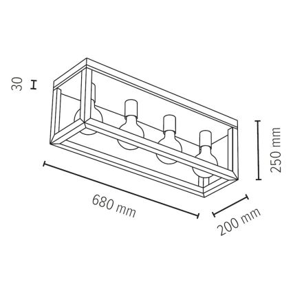 Plafonnier KAGO 4xE27/60W/230V chêne mat