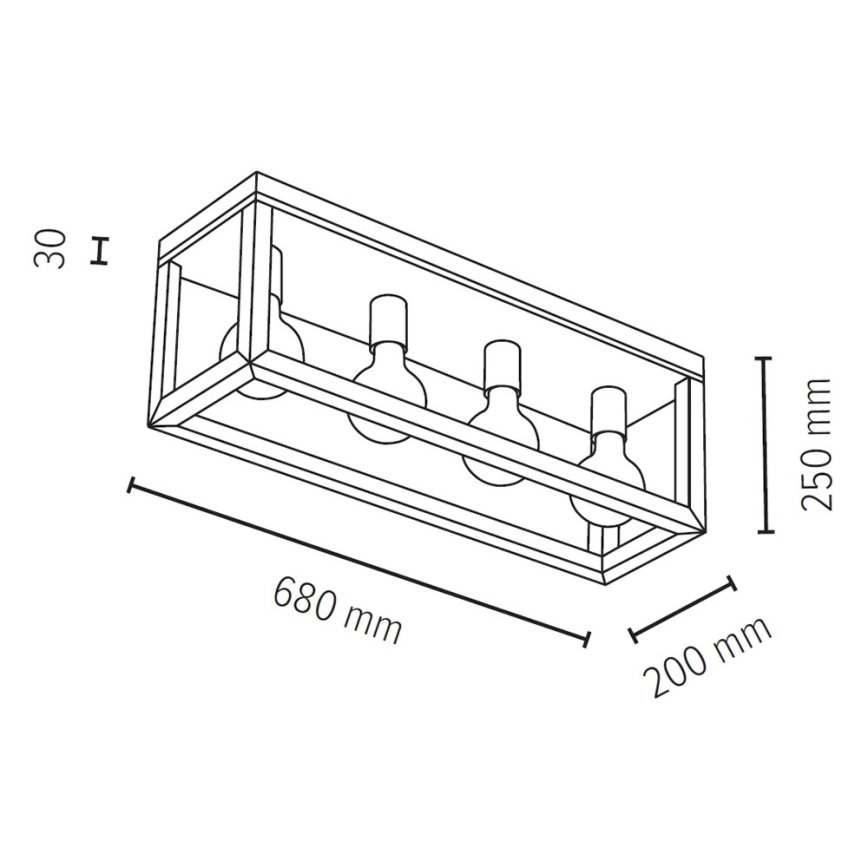 Plafonnier KAGO 4xE27/60W/230V chêne mat