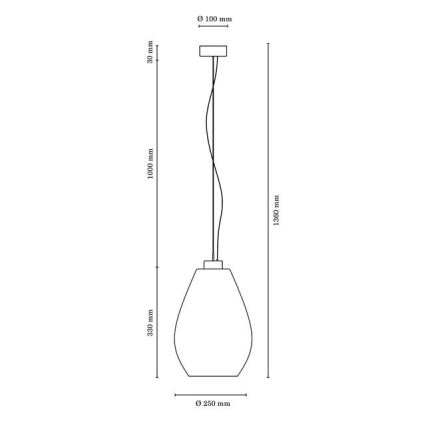 Suspension filaire LED PIRO 1xE27/60W/230V hêtre - certifié FSC