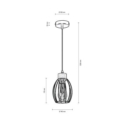 Hanglamp aan een koord GUNNAR 1xE27/60W/230V eiken - FSC-gecertificeerd