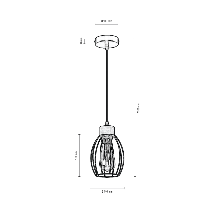 Hanglamp aan een koord GUNNAR 1xE27/60W/230V eiken - FSC-gecertificeerd