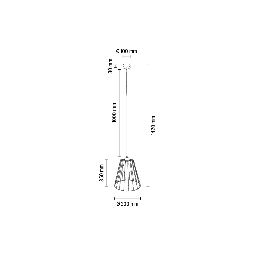 Hanglamp aan een koord ORAZIO 1xE27/60W/230V eiken - FSC-gecertificeerd