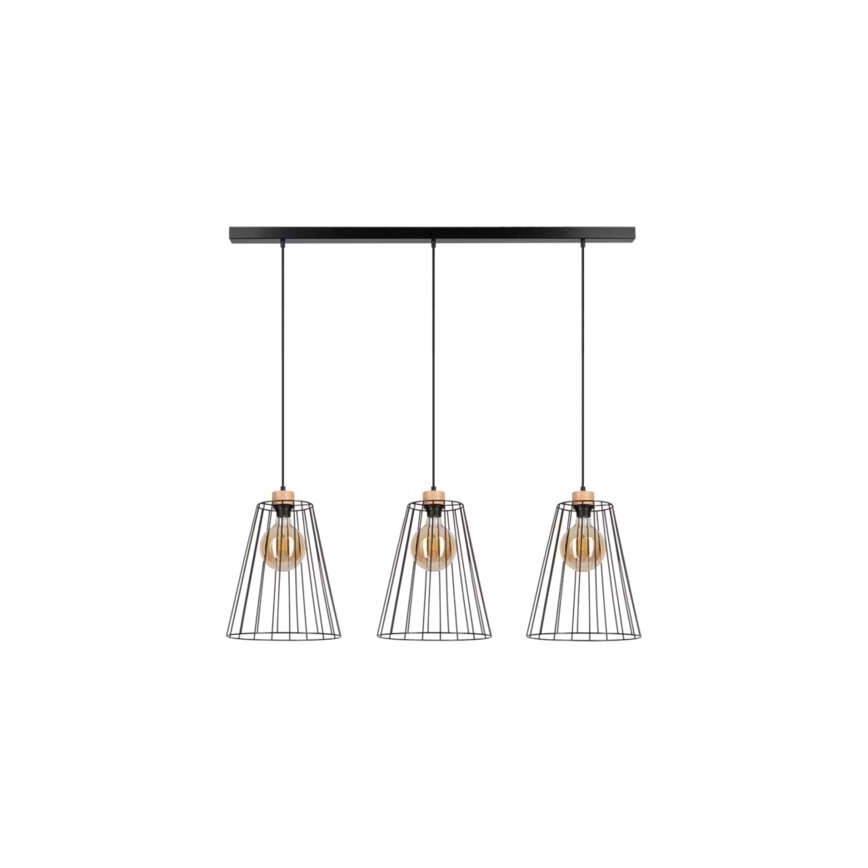 Hanglamp aan een koord ORAZIO 3xE27/60W/230V eiken - FSC-gecertificeerd