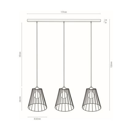 Hanglamp aan kabel ORAZIO 3xE27/60W/230V dennenhout