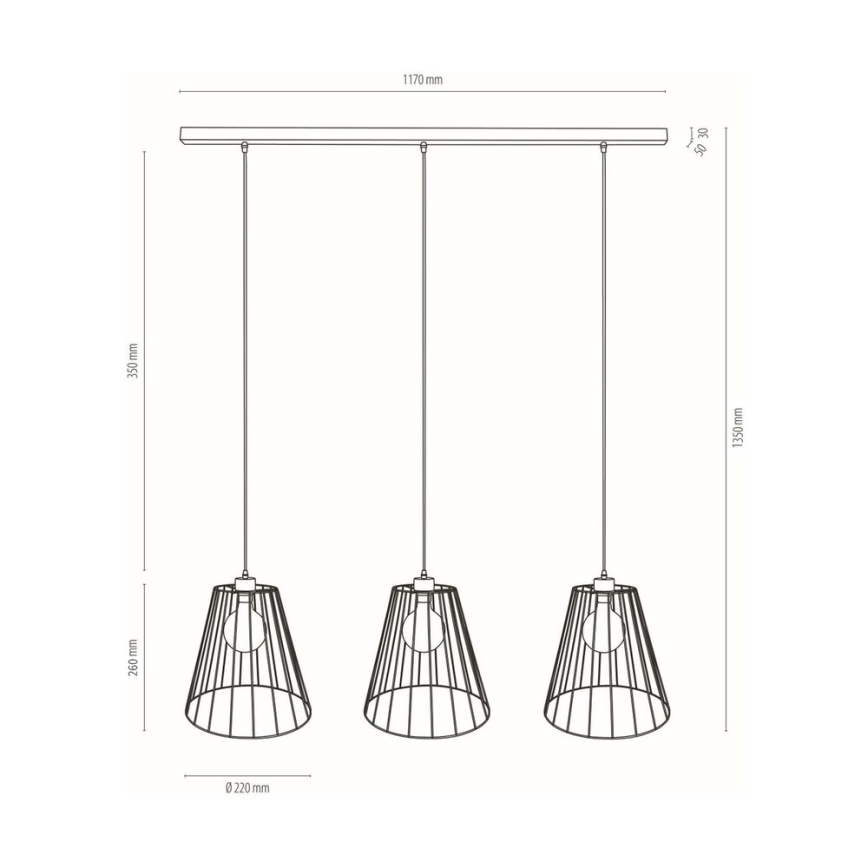 Hanglamp aan kabel ORAZIO 3xE27/60W/230V dennenhout