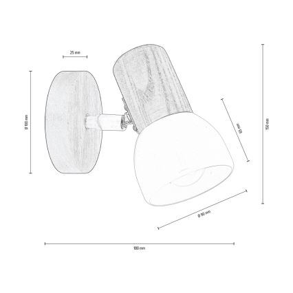 Wandspot NEL 1xE27/15W/230V grenen - FSC-gecertificeerd