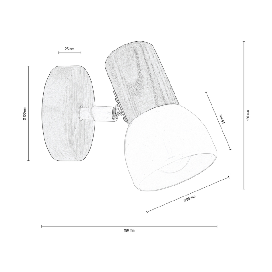 Wandspot NEL 1xE27/15W/230V grenen