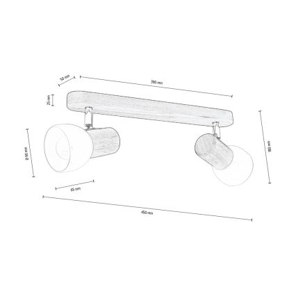 Plafondspot NEL 2xE27/15W/230V walnoot - FSC-gecertificeerd