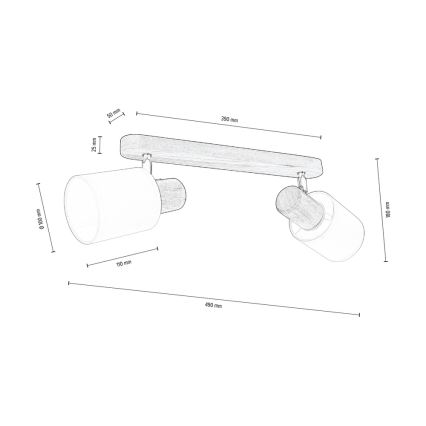 Plafondspot TRENDY 2xE27/15W/230V grenen - FSC-gecertificeerd