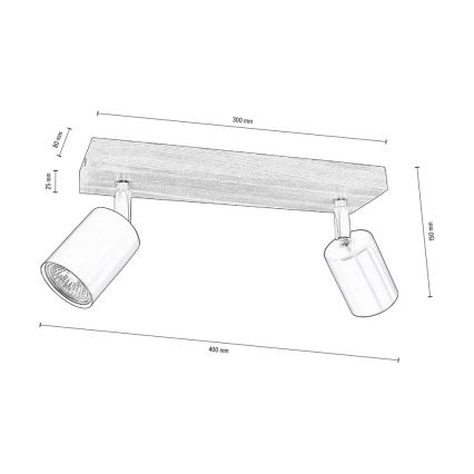 Plafondspot MANARA  2xGU10/5W/230V walnoot - FSC-gecertificeerd