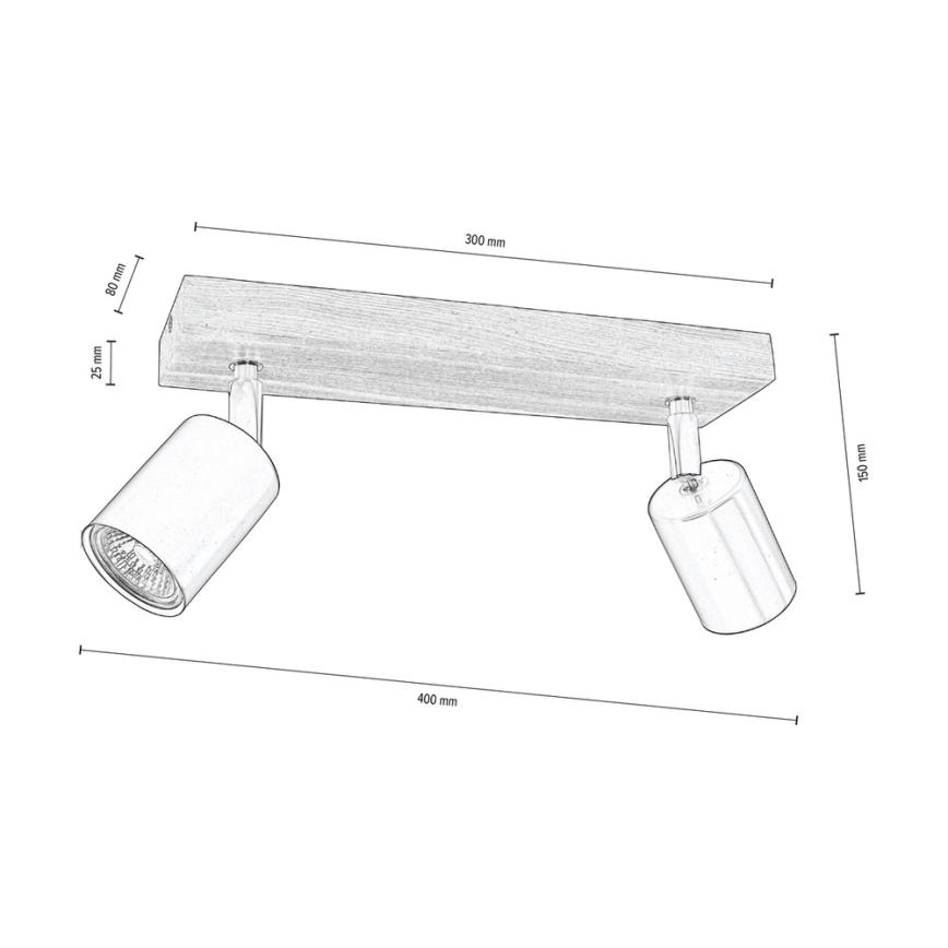 Plafondspot MANARA  2xGU10/5W/230V walnoot - FSC-gecertificeerd