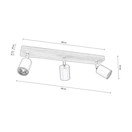 Plafondspot MANARA  3xGU10/5W/230V grenen - FSC-gecertificeerd