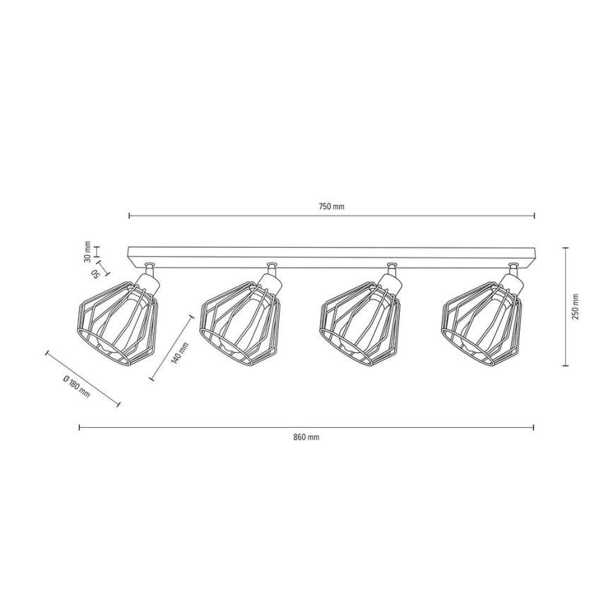 Spot de plafond VENTI 4xE27/15W/230V chêne - certifié FSC