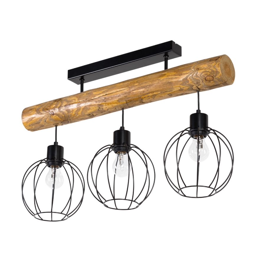 Bevestigde hanglamp BERIS 3xE27/25W/230V grenen