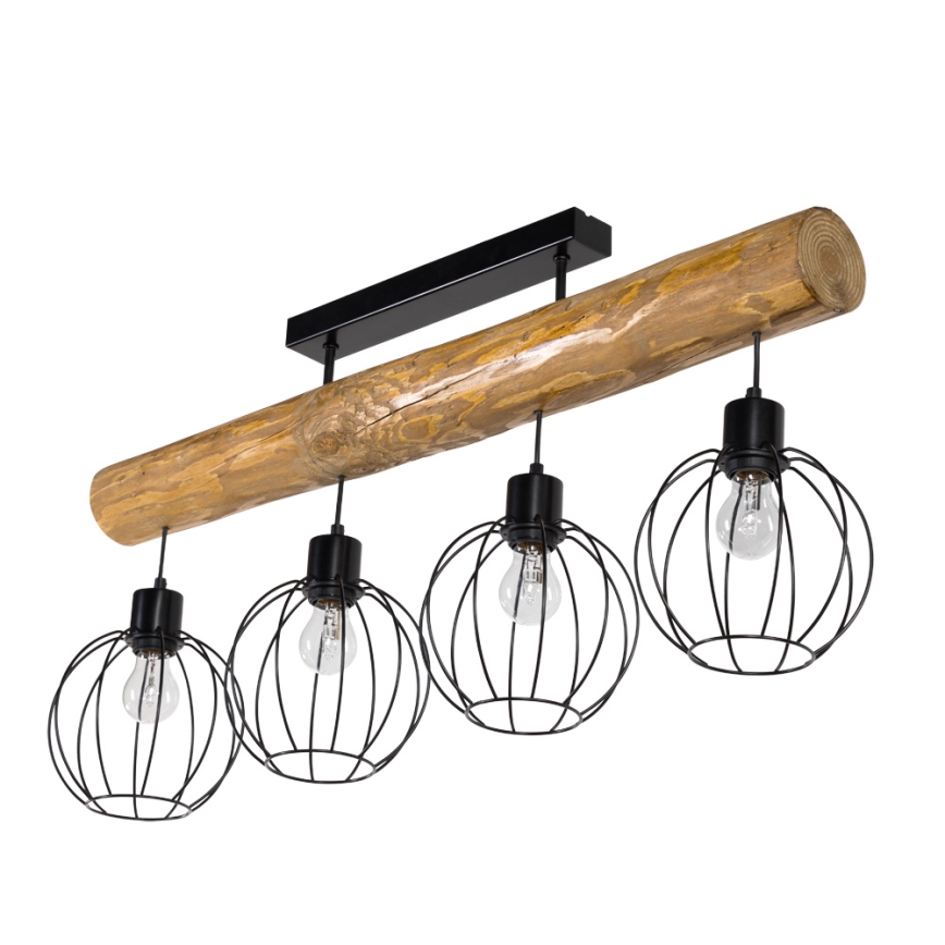 Bevestigde hanglamp BERIS 4xE27/25W/230V grenen