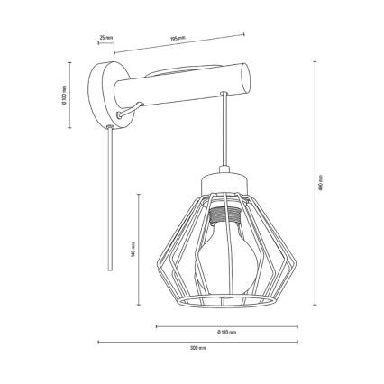 Wandlamp MUG 1xE27/15W/230V walnoot - FSC-gecertificeerd