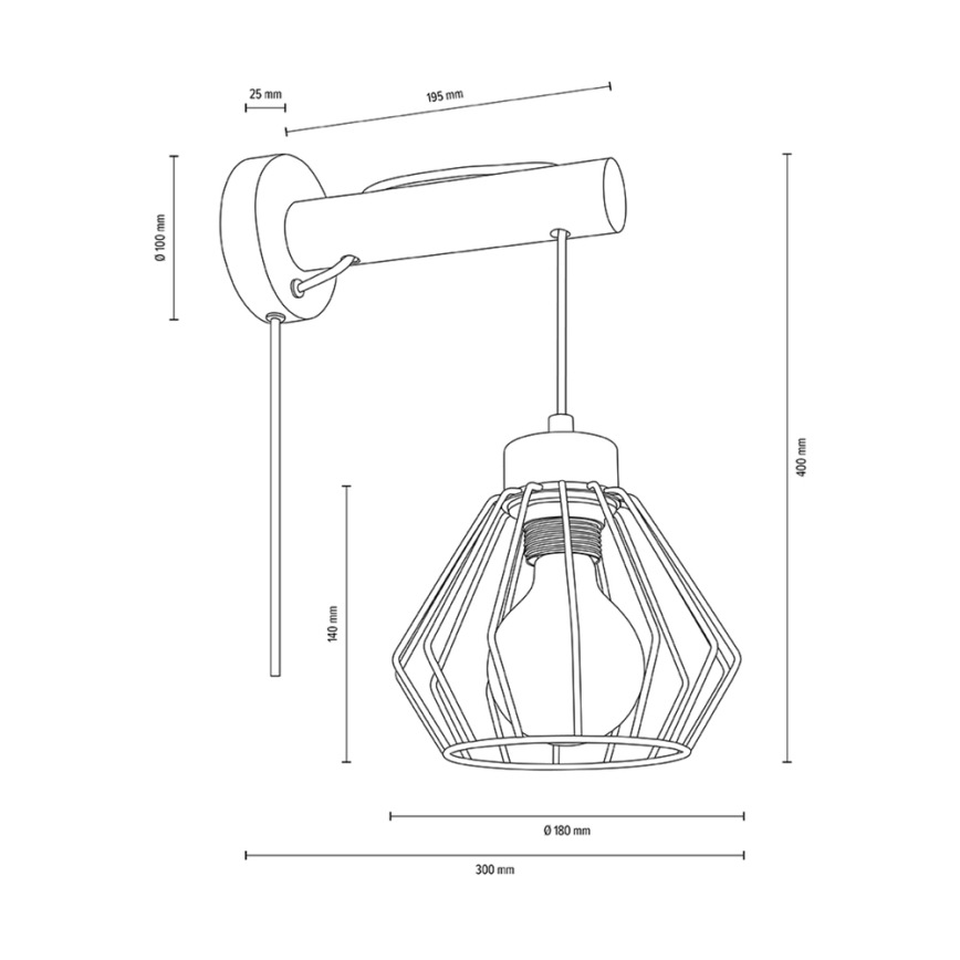 Wandlamp MUG 1xE27/15W/230V walnoot - FSC-gecertificeerd