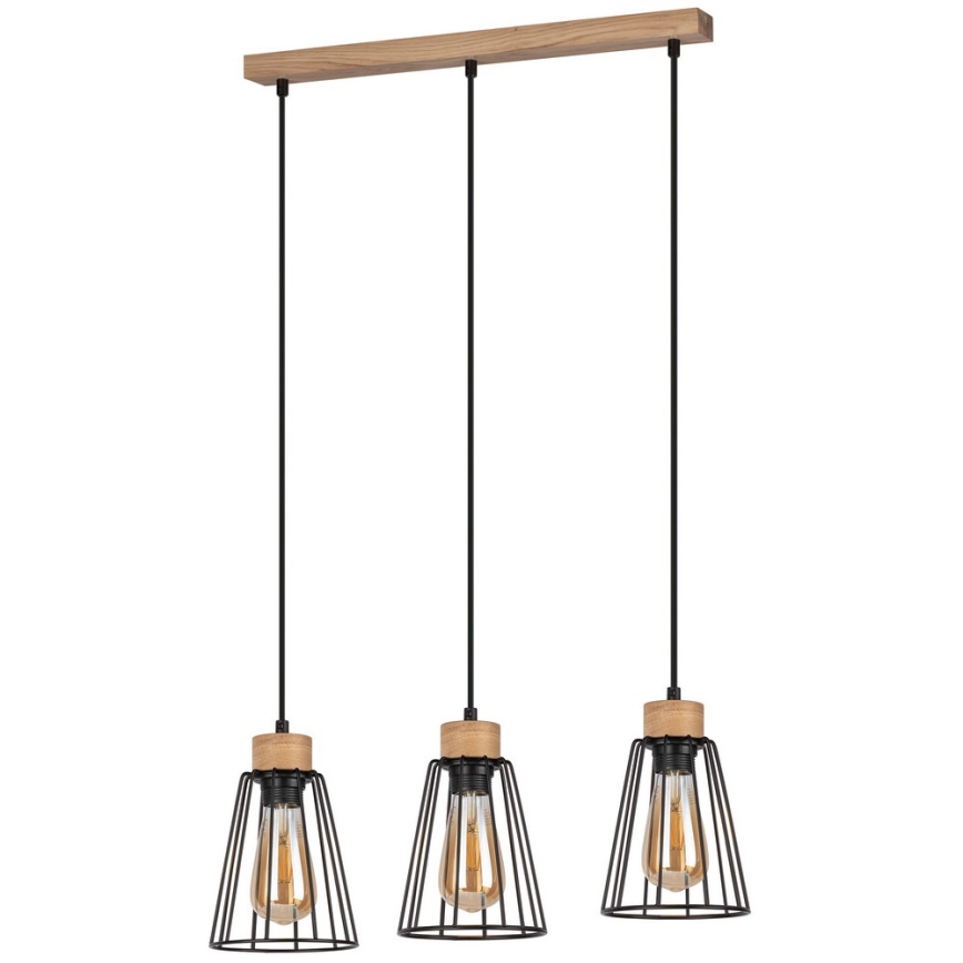 Spot-Light - Hanglamp aan een koord ORAZIO 3xE27/60W/230V eiken