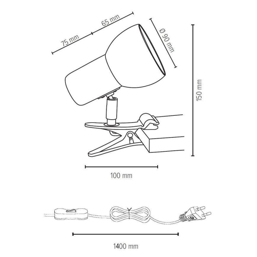 Klemlamp SVENDA 1xE27/60W/230V eik/zwart