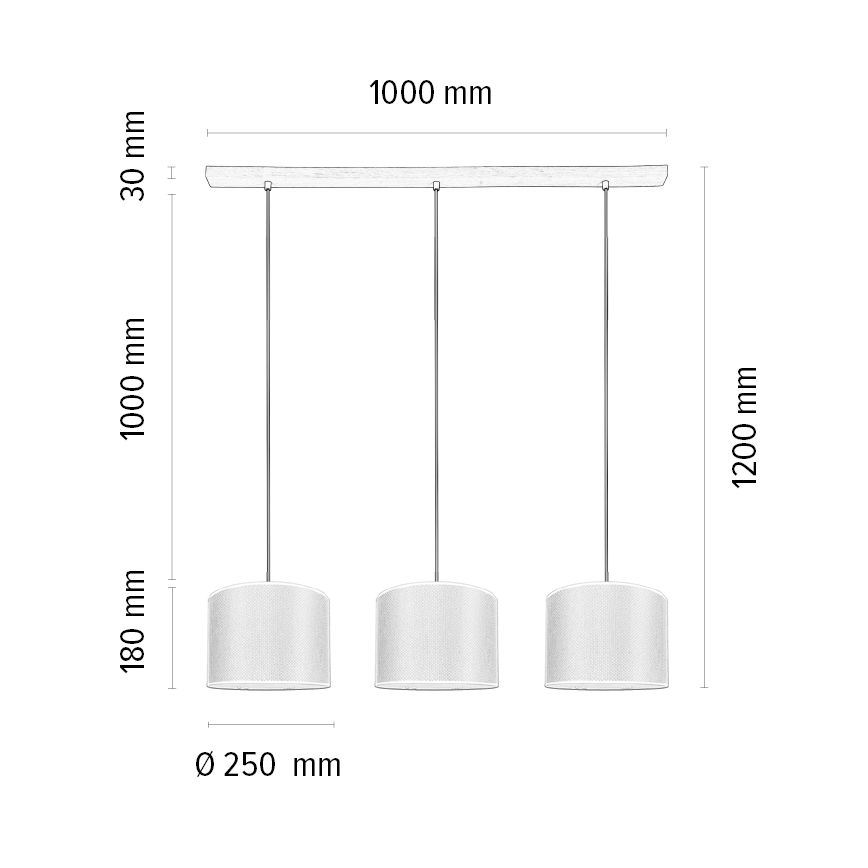 Suspension filaire BENITA 3xE27/40W/230V blanc/chêne – FSC certifié