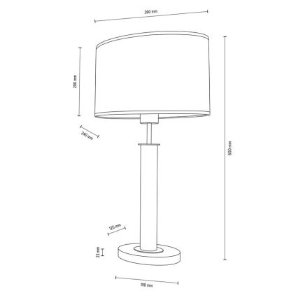 Lampe de table MERCEDES 1xE27/40W/230V 60 cm crème/chêne – FSC certifié