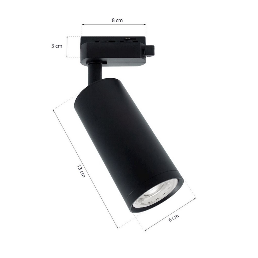 Spot MICA voor een rail systeem 1xGU10/25W/230V 1-fase zwart