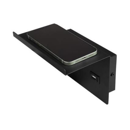Spot mural avec étagère et USB chargeur 1xG9/35W/230V noir/doré