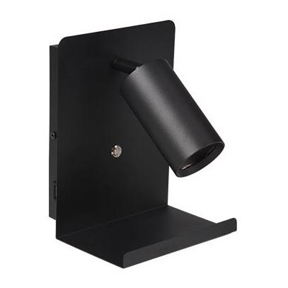 Spot mural avec étagère et USB chargeur 1xGU10/35W/230V noir