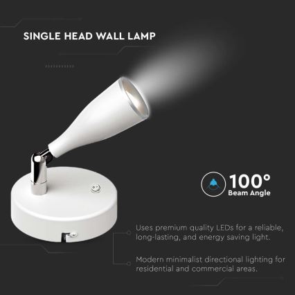 Spot mural avec un interrupteur LED/4,5W/230V 3000K blanc