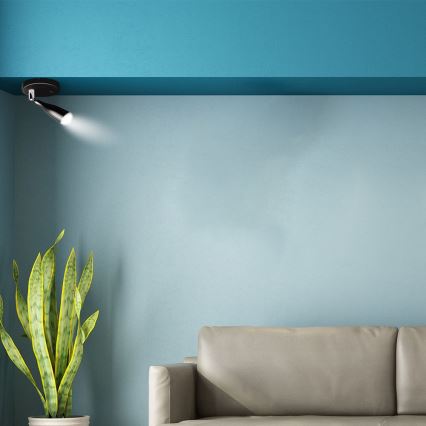 Spot mural avec un interrupteur LED/4,5W/230V 3000K noir