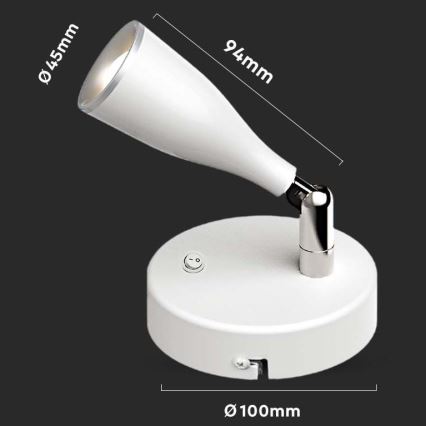 Spot mural avec un interrupteur LED/4,5W/230V 4000K blanc