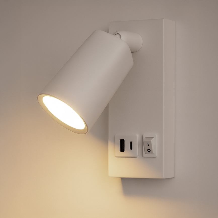 Spot mural avec USB CHARGE LED/5W/230V blanc