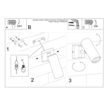 Spot mural DIREZIONE 1xGU10/40W/230V blanc