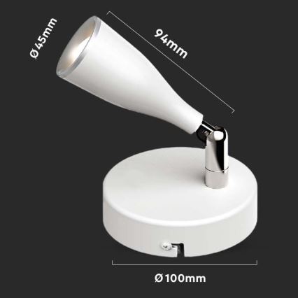 Spot mural LED/4,5W/230V 3000K blanc