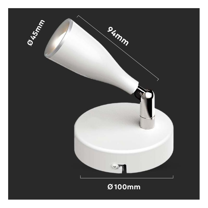 Spot mural LED/4,5W/230V 4000K blanc