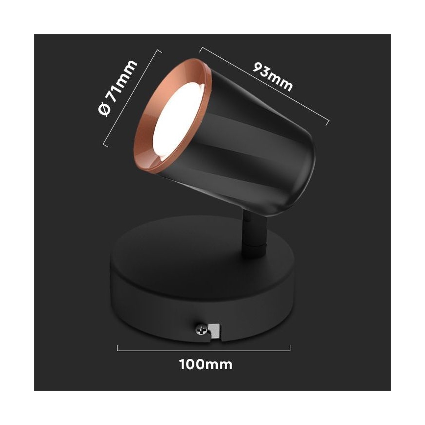 Spot mural LED/5W/230V 4000K noir