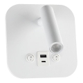 Spot mural LED avec port USB, 8 W, 230 V, 3000 K, blanc