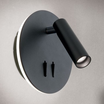 Spot mural LENNY LED/6W/230V + LED/3W noir