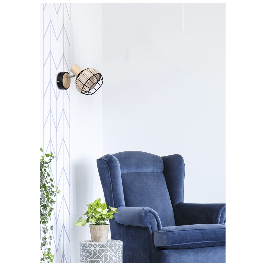 Spot mural TAJGA 1xE14/40W/230V rotin/noir