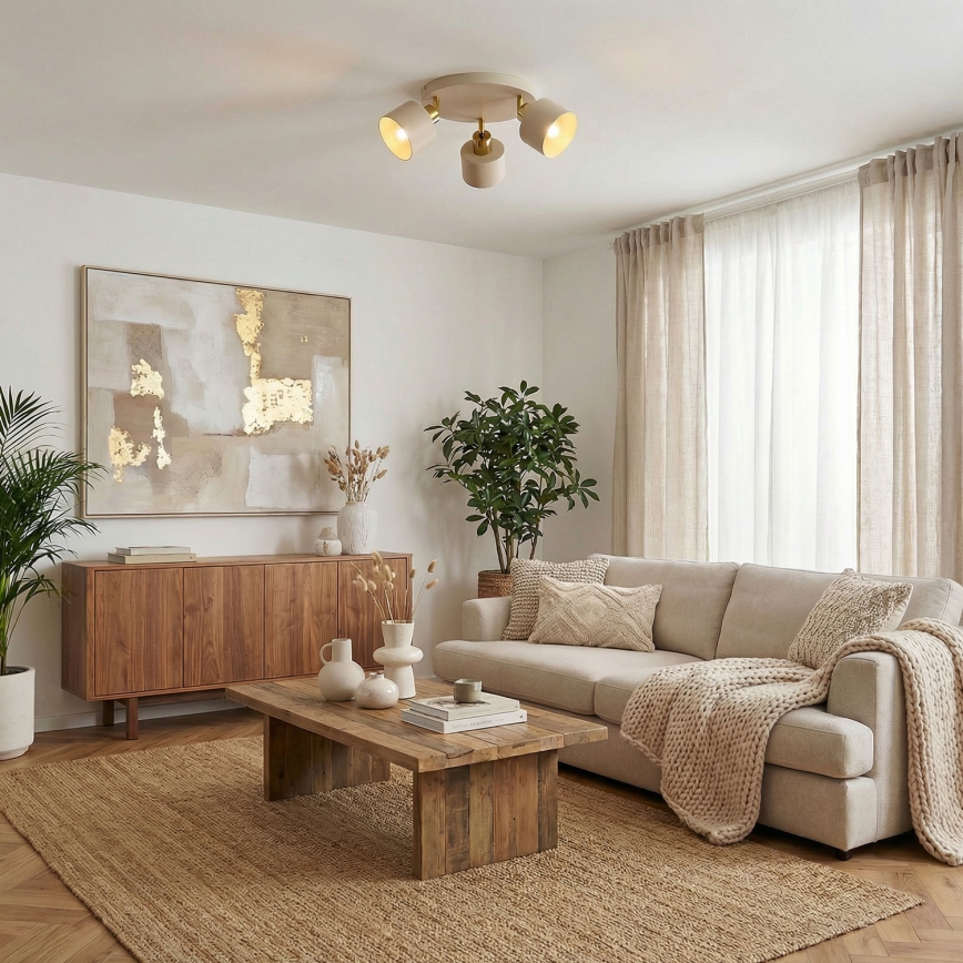 Spot orientable PARKLA 3xE27/15W/230V beige/doré