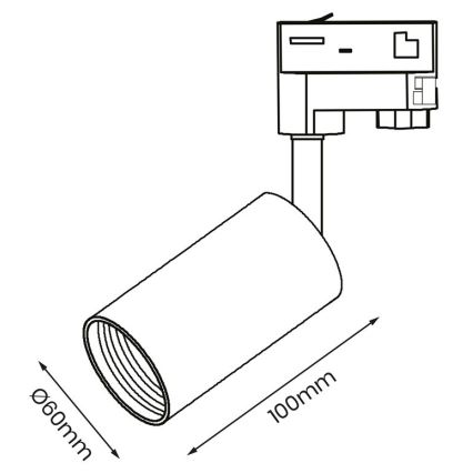 Spot pour système de rail 3 phases PIPE 1xGU10/25W/230V noir