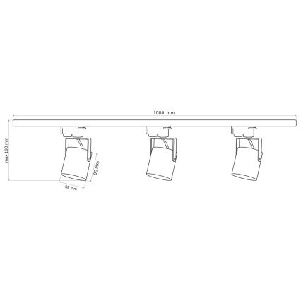 Spot pour système de rail MINOR 3xGU10/10W/230V + 1 m rail système blanc