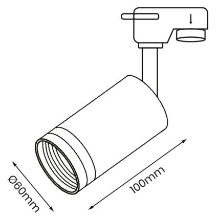 Spot pour système de rail PIPE 1xGU10/25W/230V blanc