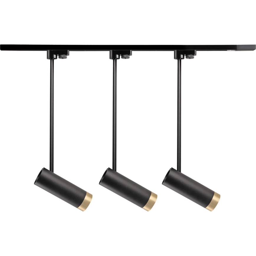 Spot pour système de rail PORTO 3xGU10/10W/230V + 1 m système de rail noir