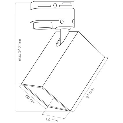 Spot pour système de rail SQUARE 3xGU10/10W/230V + 1 m rail système noir